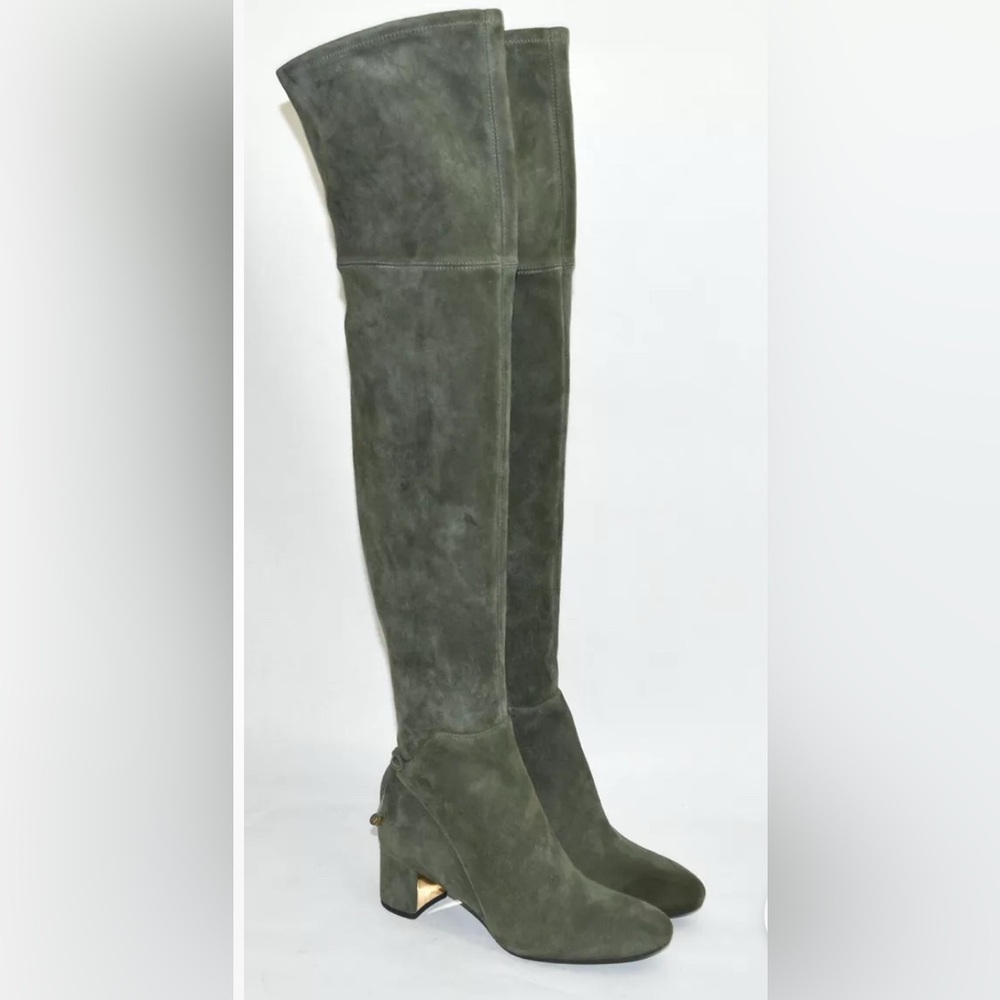 Tory Burch Green Suede Over-the-Knee Boots with Streamlined Silhouette Size 6.5